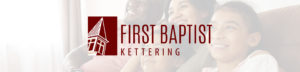 FBC Kettering logo on top of photo of family on the couch